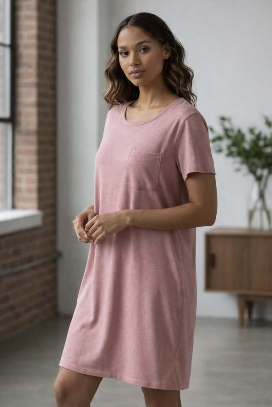 prAna Women's Striped Hemp Blend Knit T-Shirt Dress Large Summer Comfort